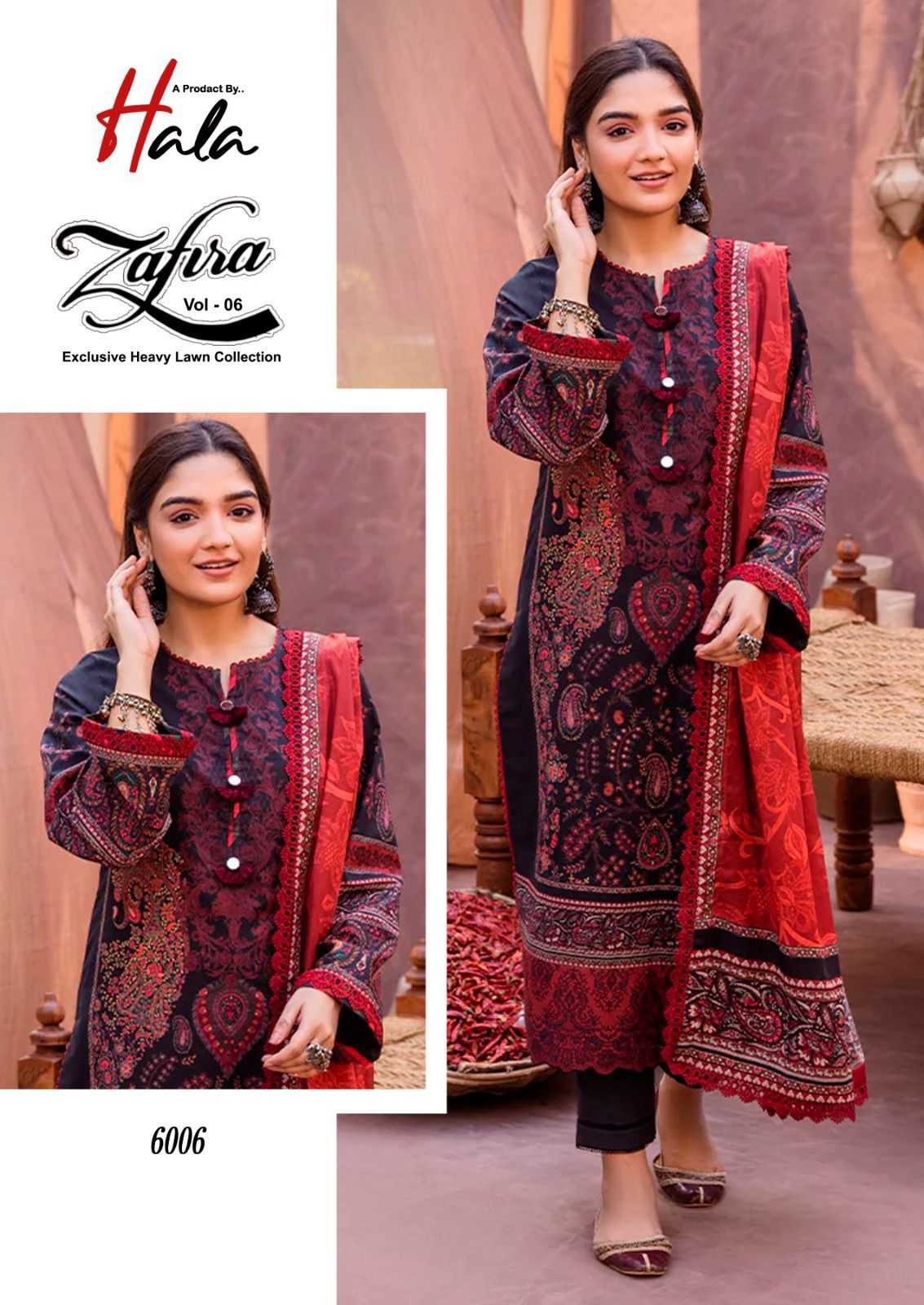 Hala Zafira Vol 6 Lawn Cotton Dress Material Wholesale catalog