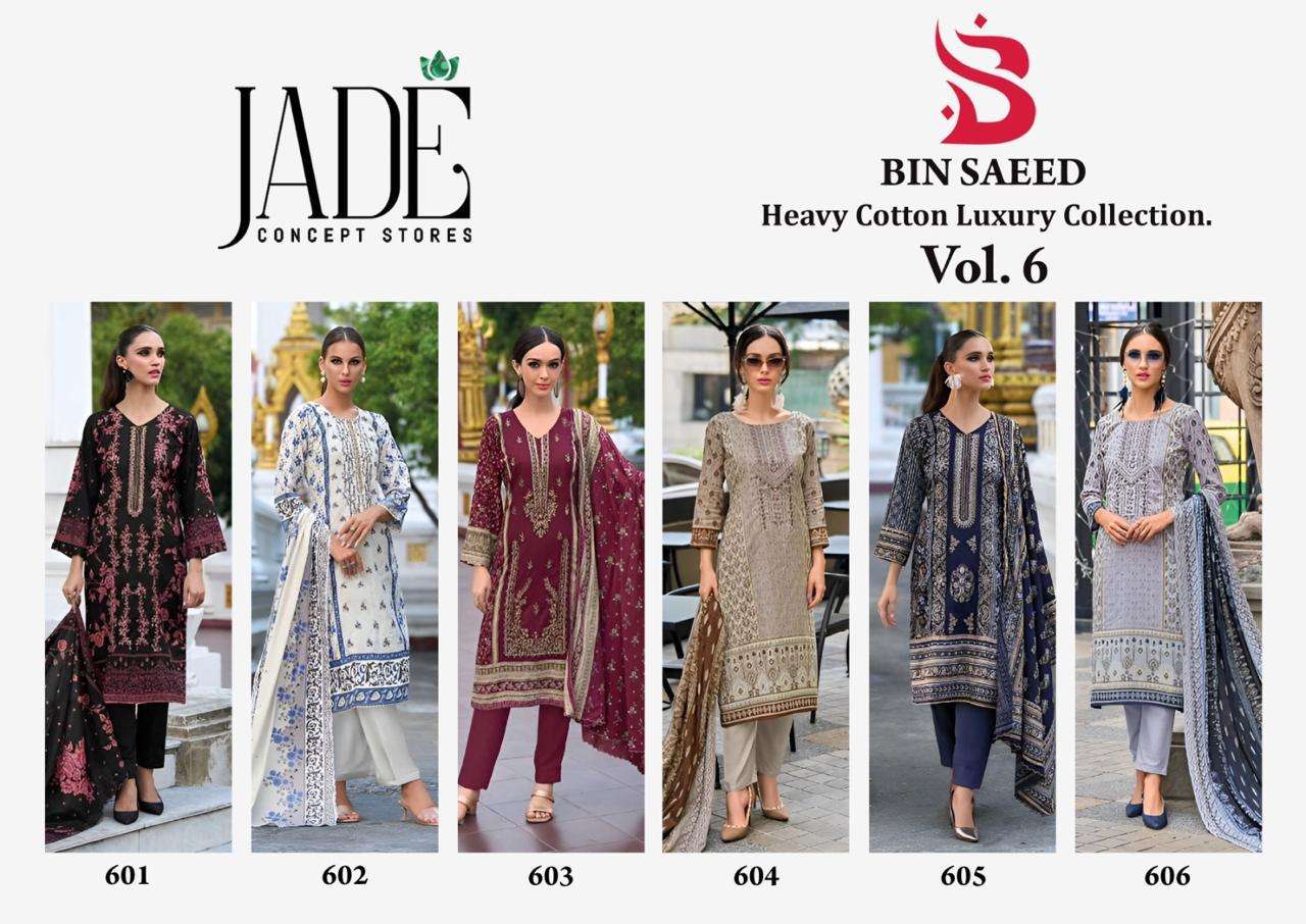 Jade Bin Saeed Vol 6 Heavy Cotton Luxury Dress Material Wholesale catalog
