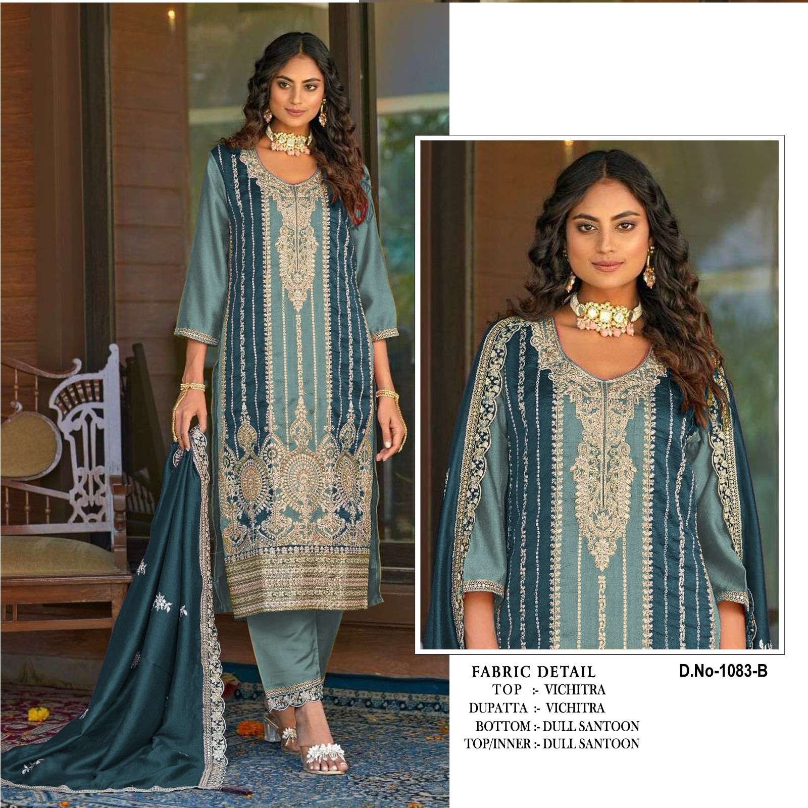 Kb Super Hit 1083 Vichitra Silk Designer Salwar Suit Wholesale catalog
