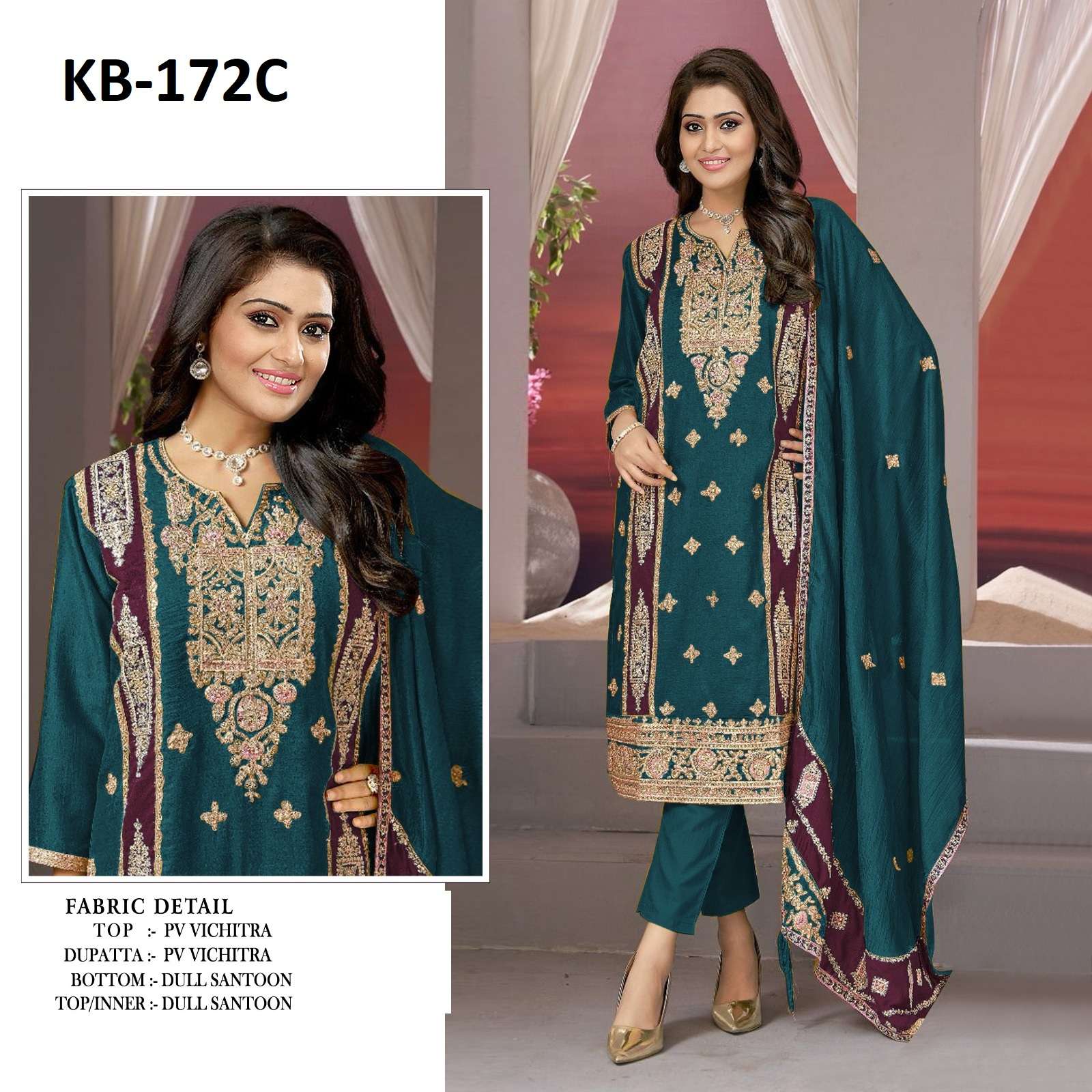 Kb Super Hit 172 Designer Embroidery Salwar Suits Wholesale catalog