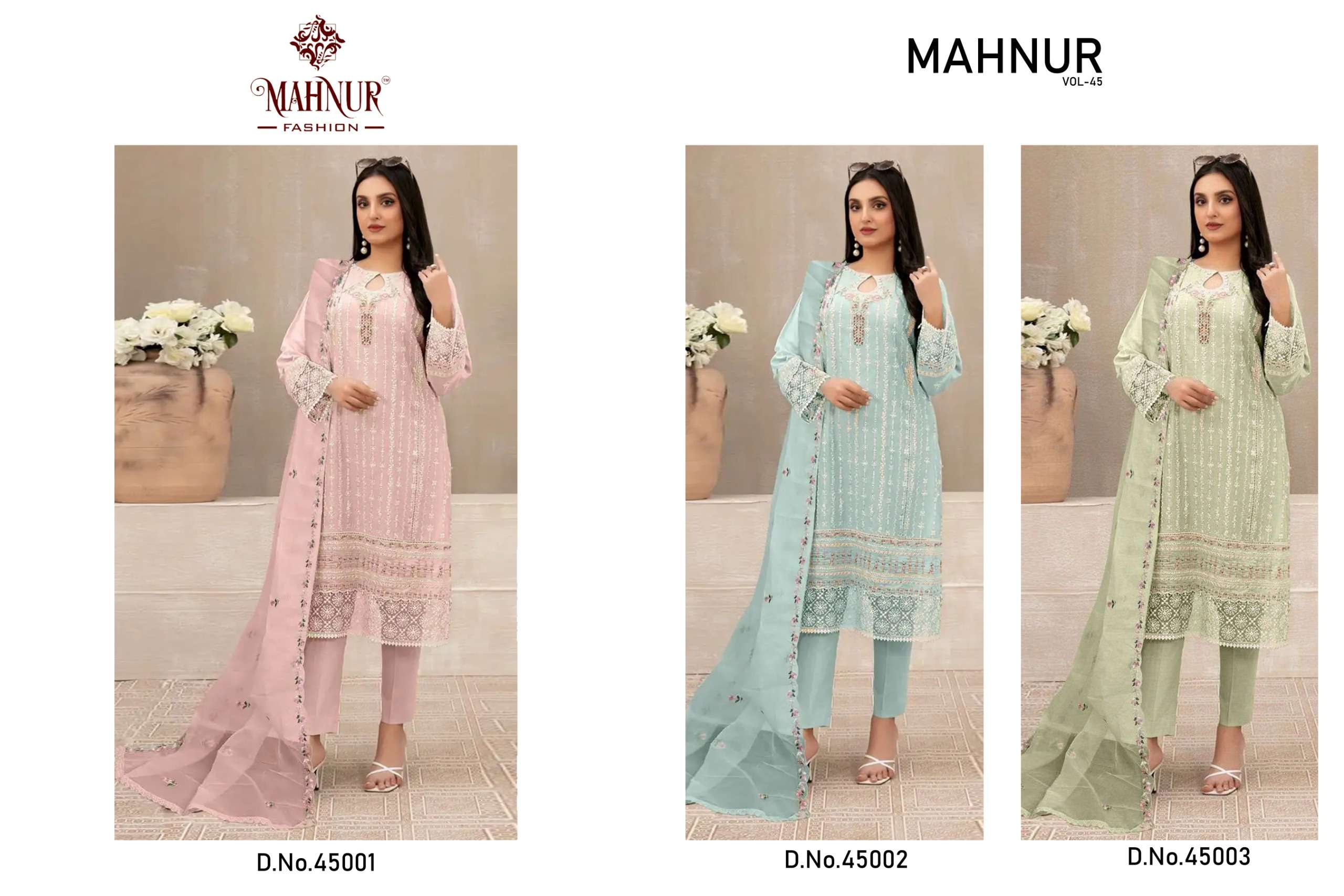 Mahnur Vol 45 Georgette Pakistani Kameez Wholesale catalog