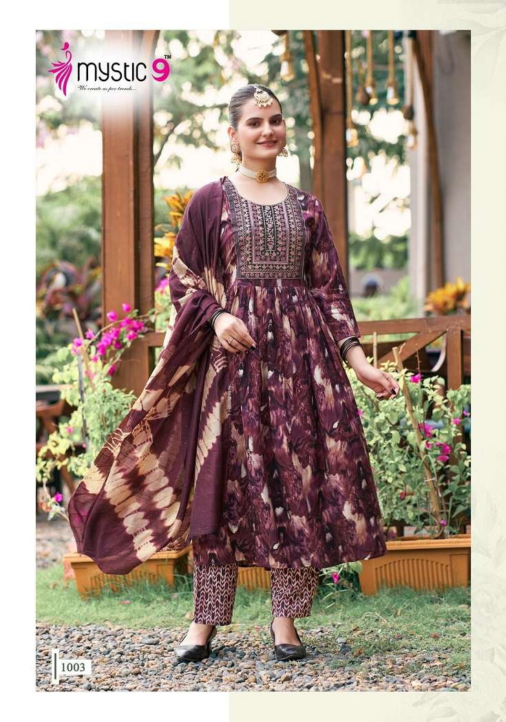 Mystic9 Shanaya Vol-1 – Umbrella Cut Kurti With Pant And Dupatta Wholesale Catalog
