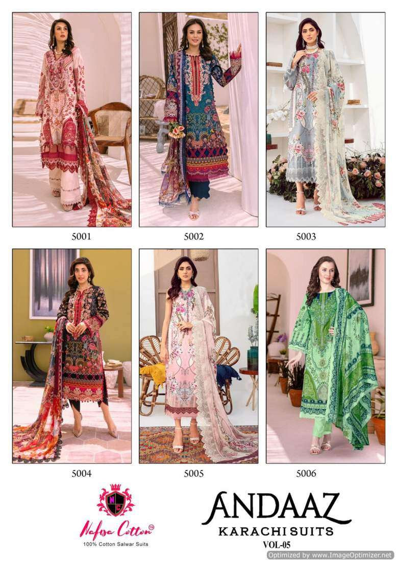 Nafisa Andaaz Vol-5 – Dress Material - Wholesale Catalog