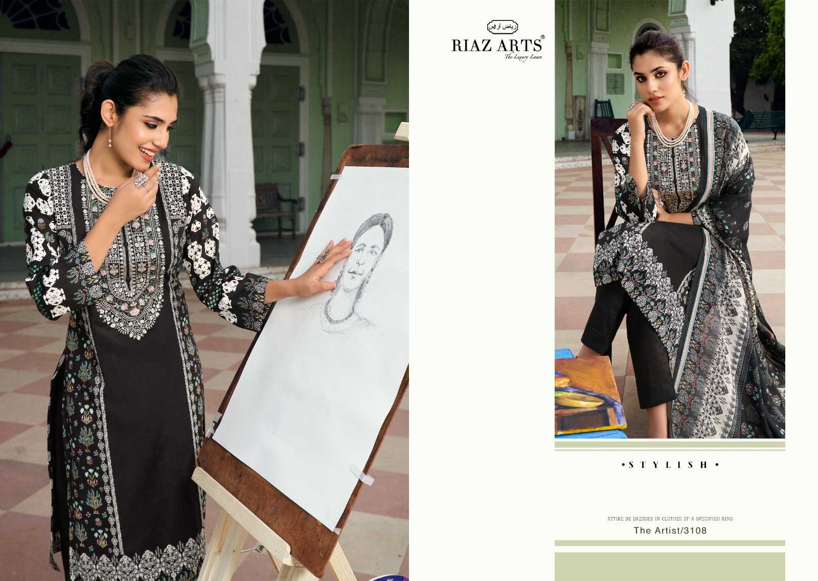 Riaz Arts The Artist Karachi Lawn Printed Dress Material Wholesale catalog