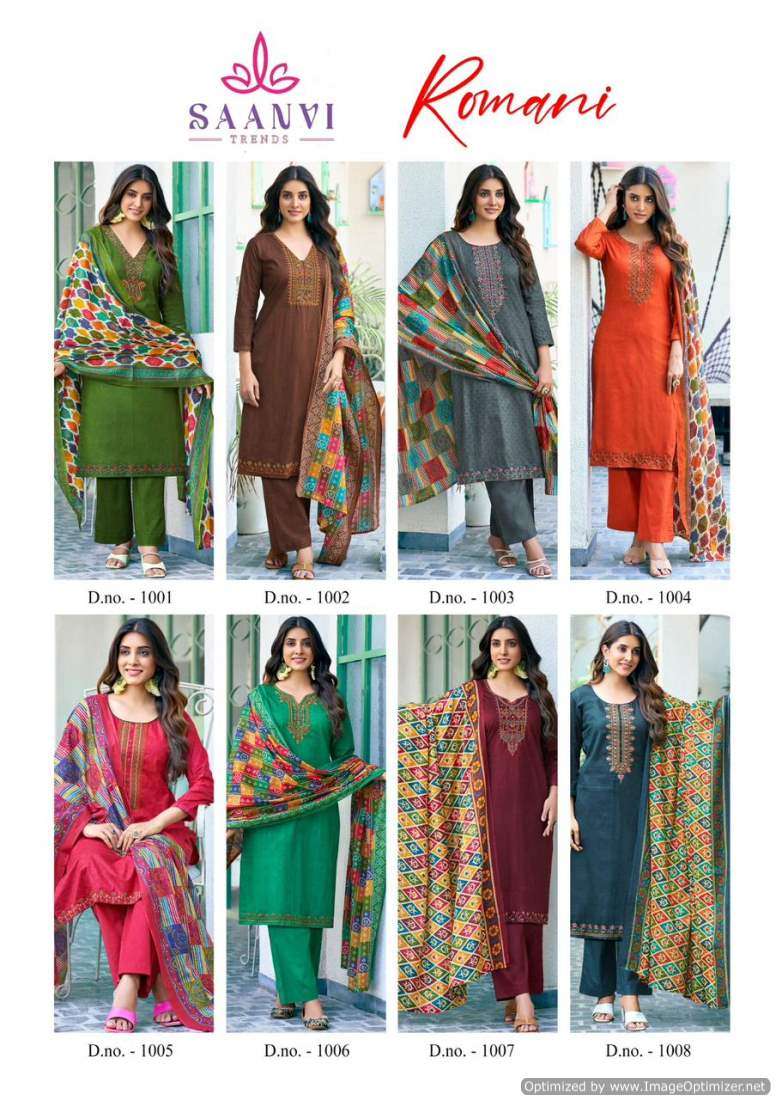 Saanvi Romani Cambric Cotton Printed Dress Material Wholesale catalog