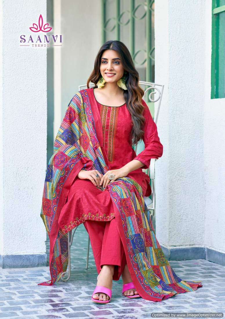 Saanvi Romani Cambric Cotton Printed Dress Material Wholesale catalog