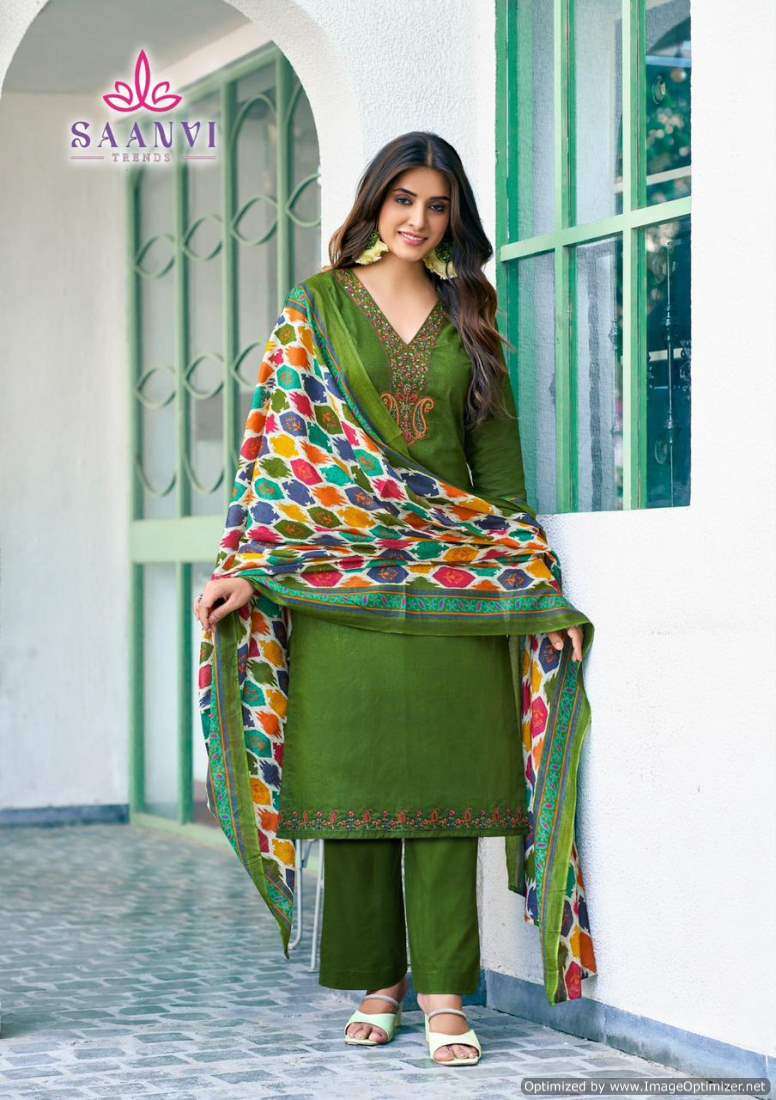 Saanvi Romani Cambric Cotton Printed Dress Material Wholesale catalog