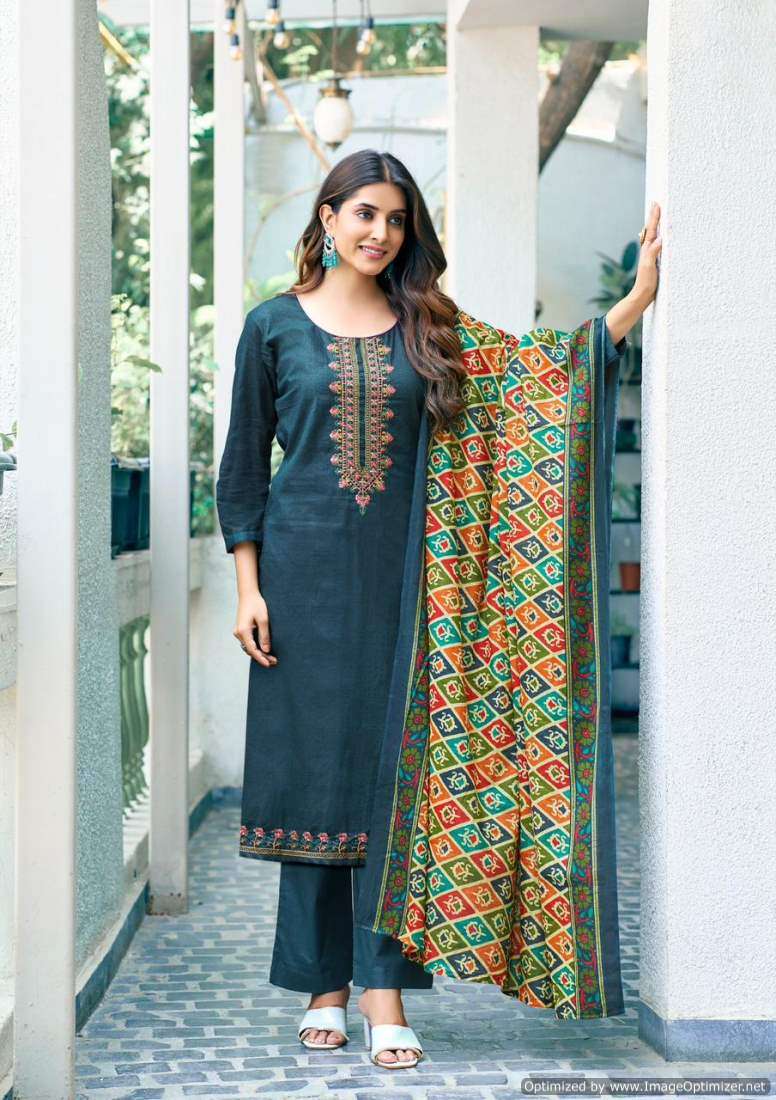 Saanvi Romani Cambric Cotton Printed Dress Material Wholesale catalog
