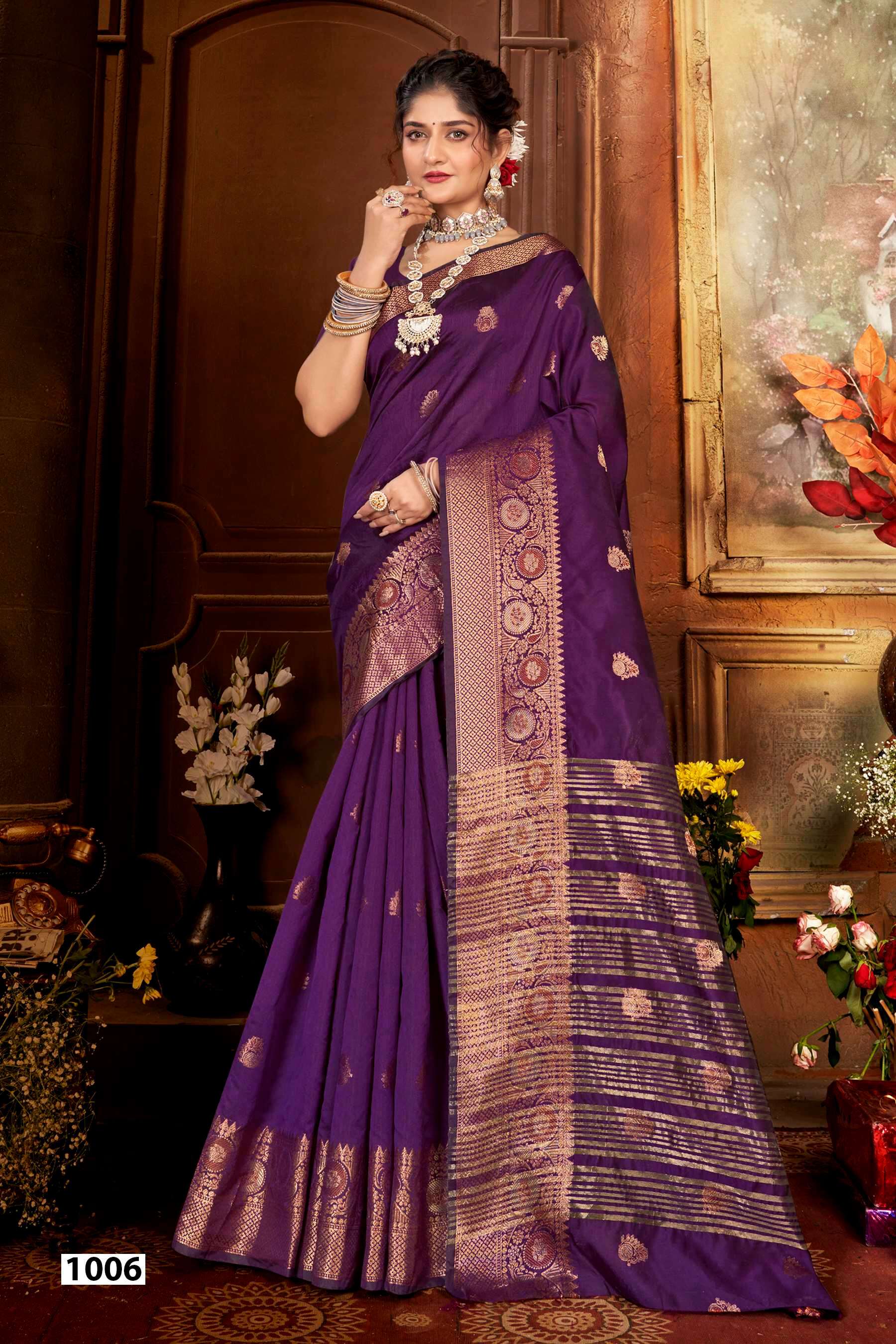Saroj Jannat Vol.6 Soft silk saree chit pallu pallu Saree Wholesale catalog    