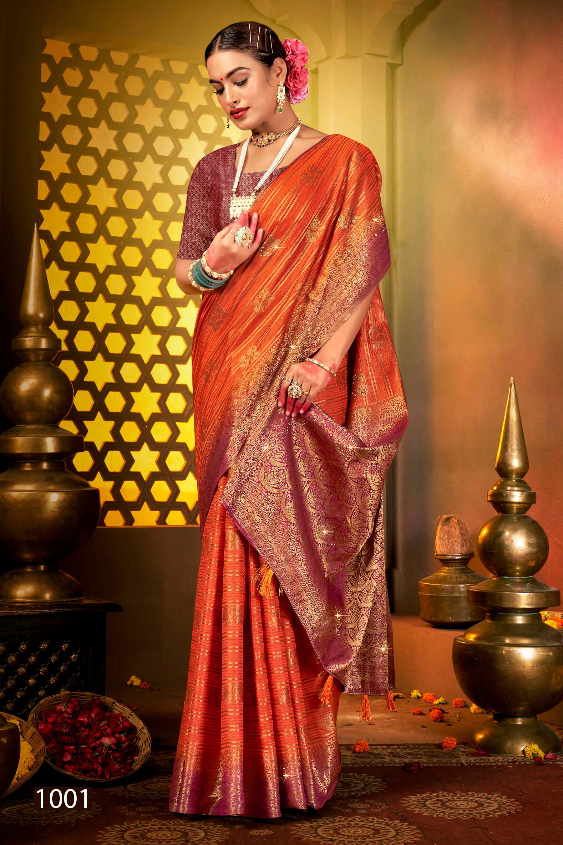 Saroj Tanak Tara Vol.1 Soft dolla silk with heavy swarovski work rich pallu saree Wholesale catalog    