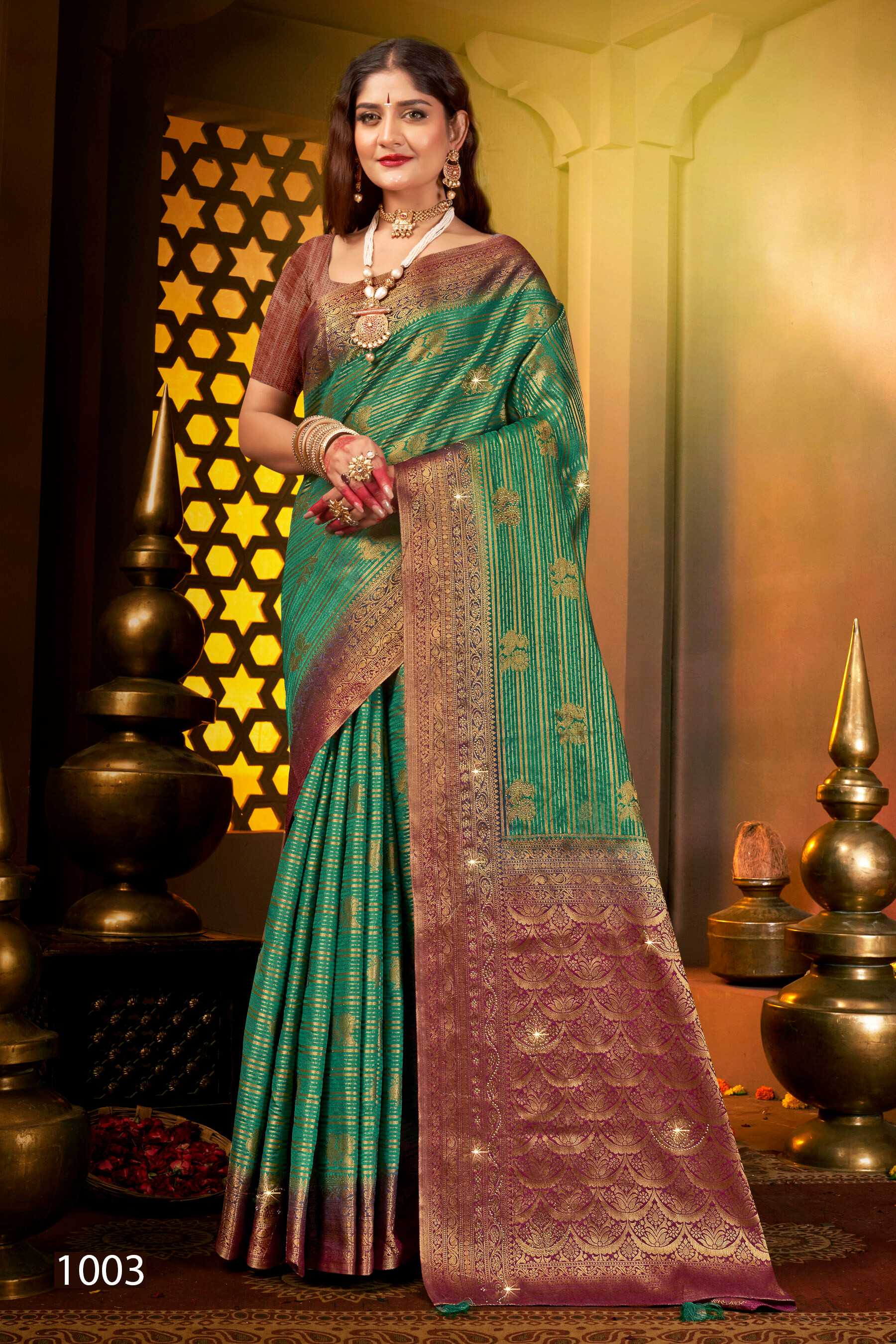 Saroj Tanak Tara Vol.1 Soft dolla silk with heavy swarovski work rich pallu saree Wholesale catalog    
