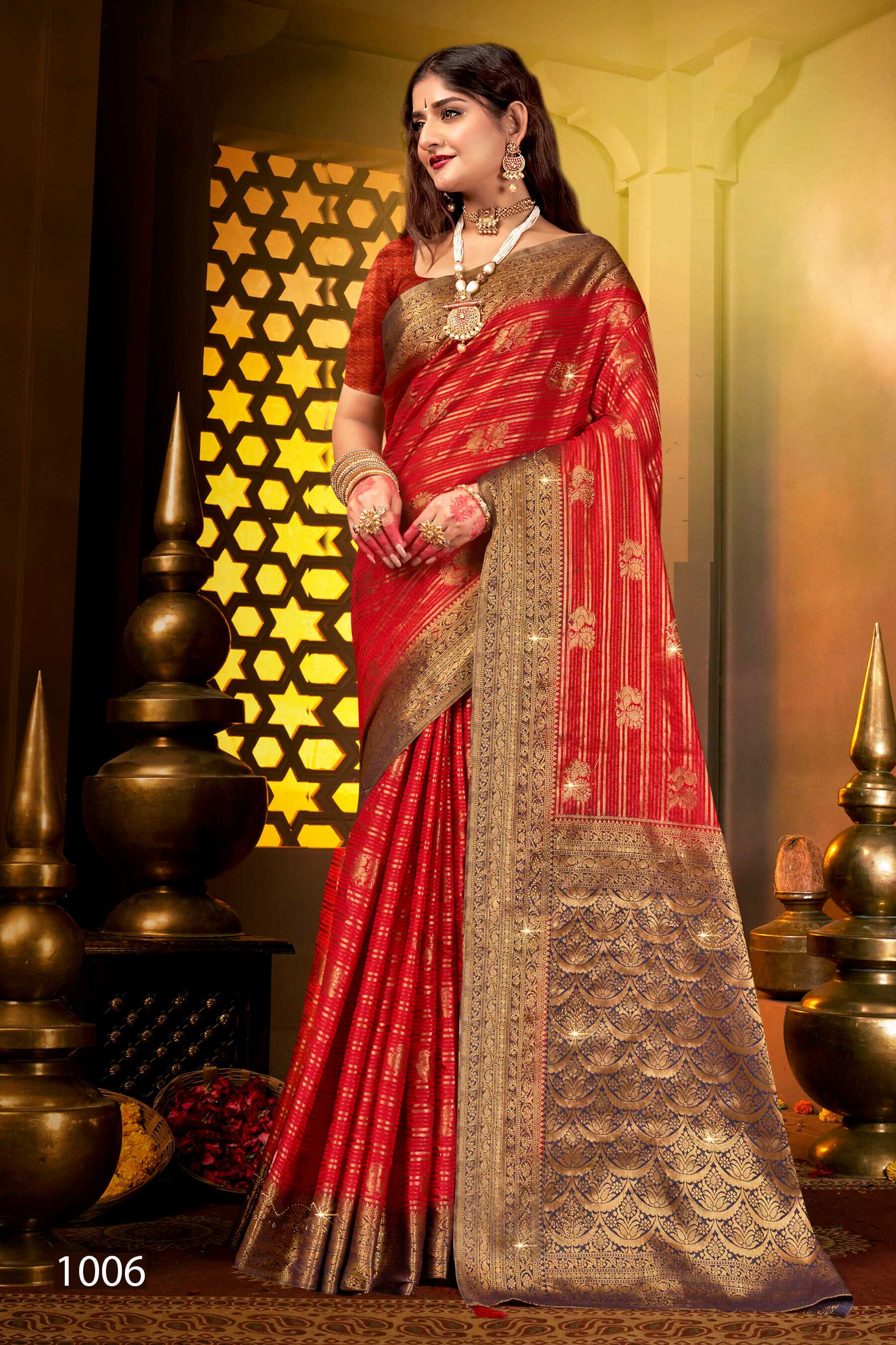 Saroj Tanak Tara Vol.1 Soft dolla silk with heavy swarovski work rich pallu saree Wholesale catalog    