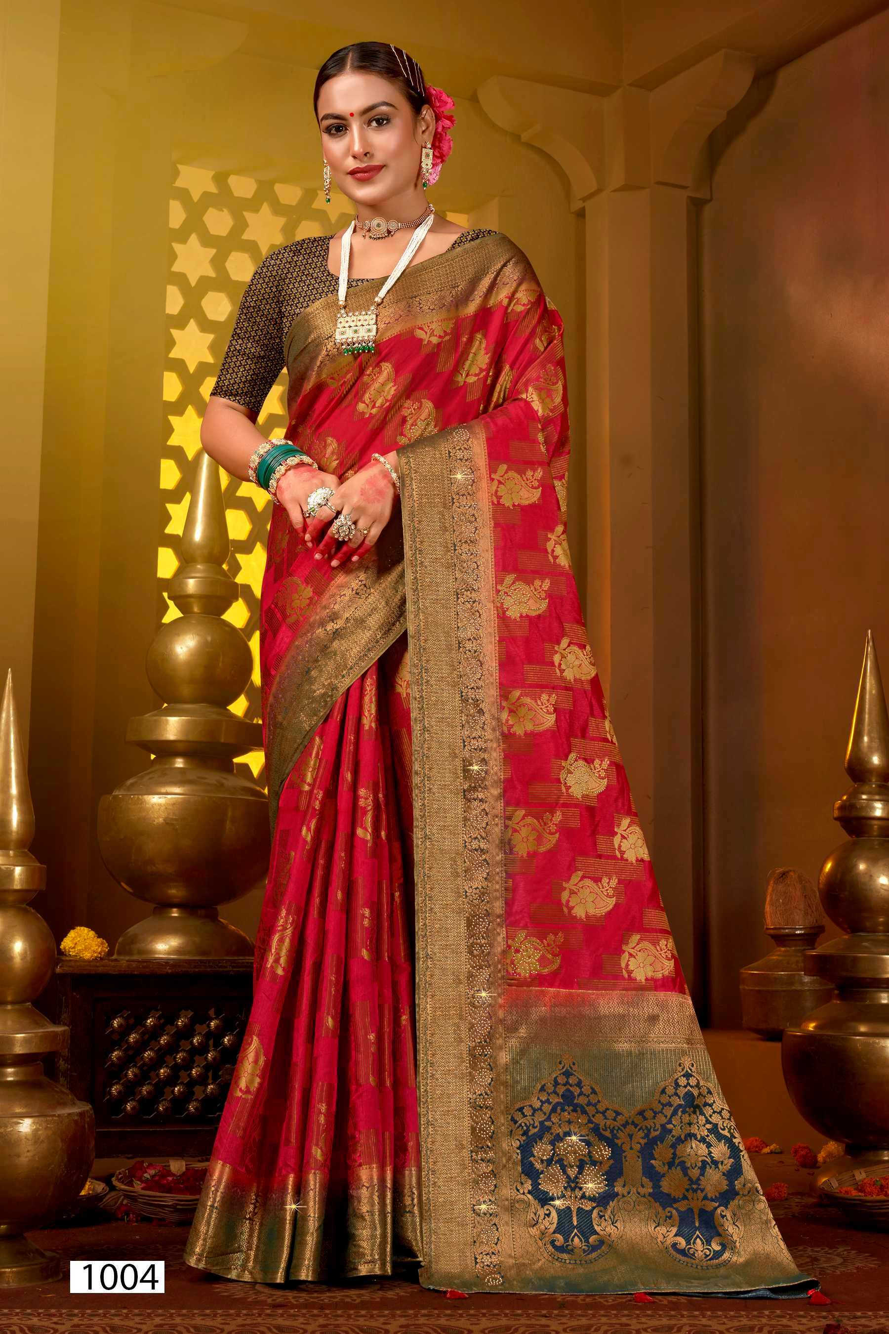 Saroj Tanak Tara Vol.2 Soft dolla silk with heavy swarovski work rich pallu saree Wholesale catalog    