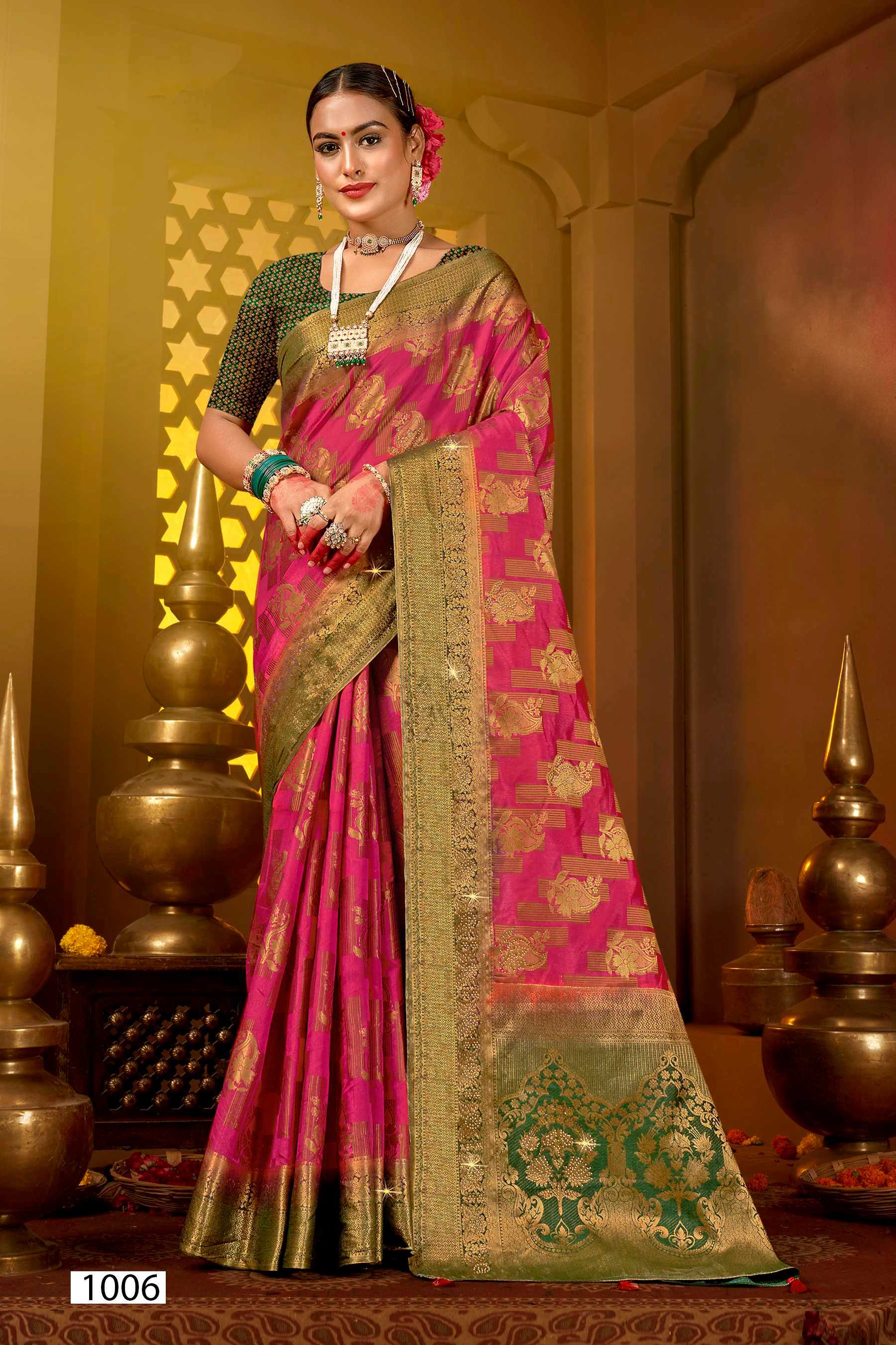 Saroj Tanak Tara Vol.2 Soft dolla silk with heavy swarovski work rich pallu saree Wholesale catalog    