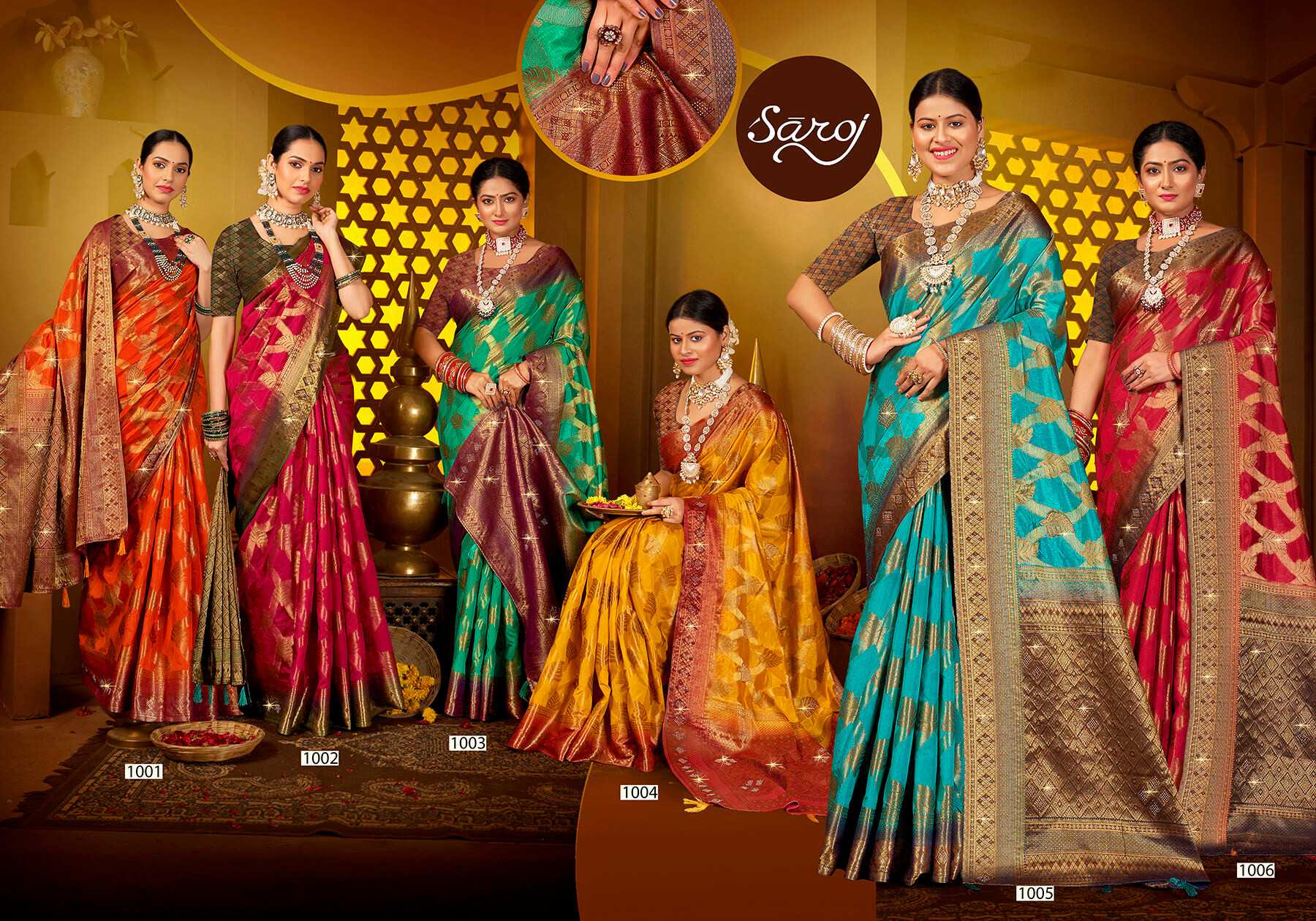 Saroj Tanak Tara Vol.3 Soft dolla silk with heavy swarovski work rich pallu saree Wholesale catalog    