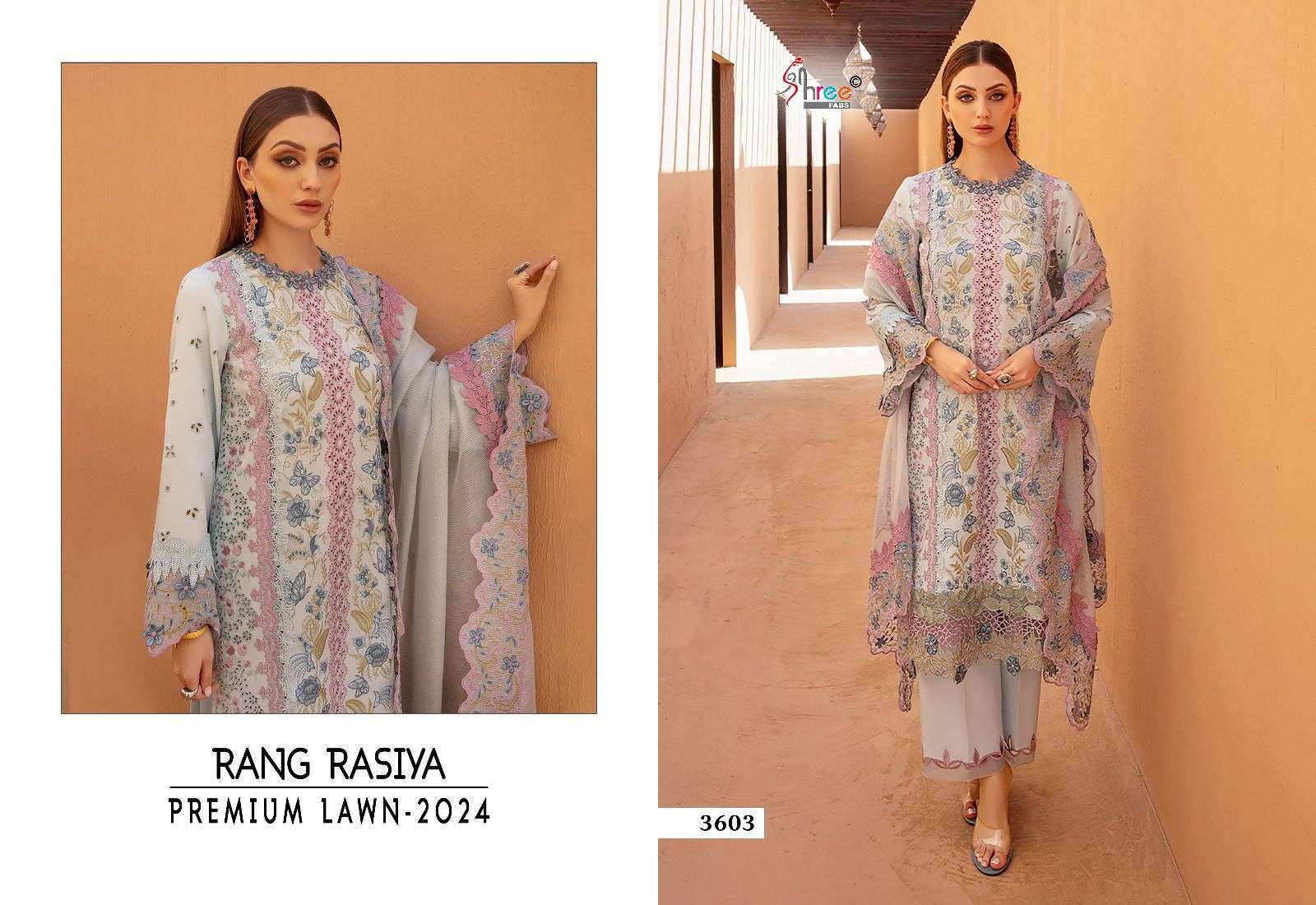 Shree Rang Rasiya Premium Lawn 2024 Pakistani Suits Wholesale catalog