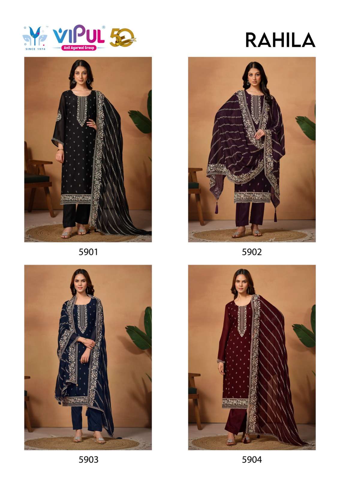 Vipul Rahila Georgette Designer Salwar Suits Wholesale catalog