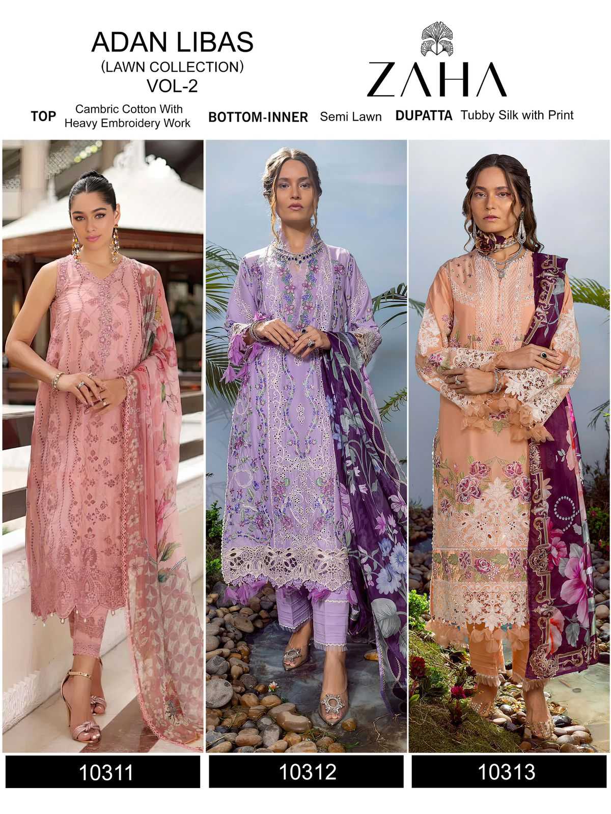 Zaha Adan Libas Vol 2 Cotton Embroidered Salwar Kameez Wholesale catalog