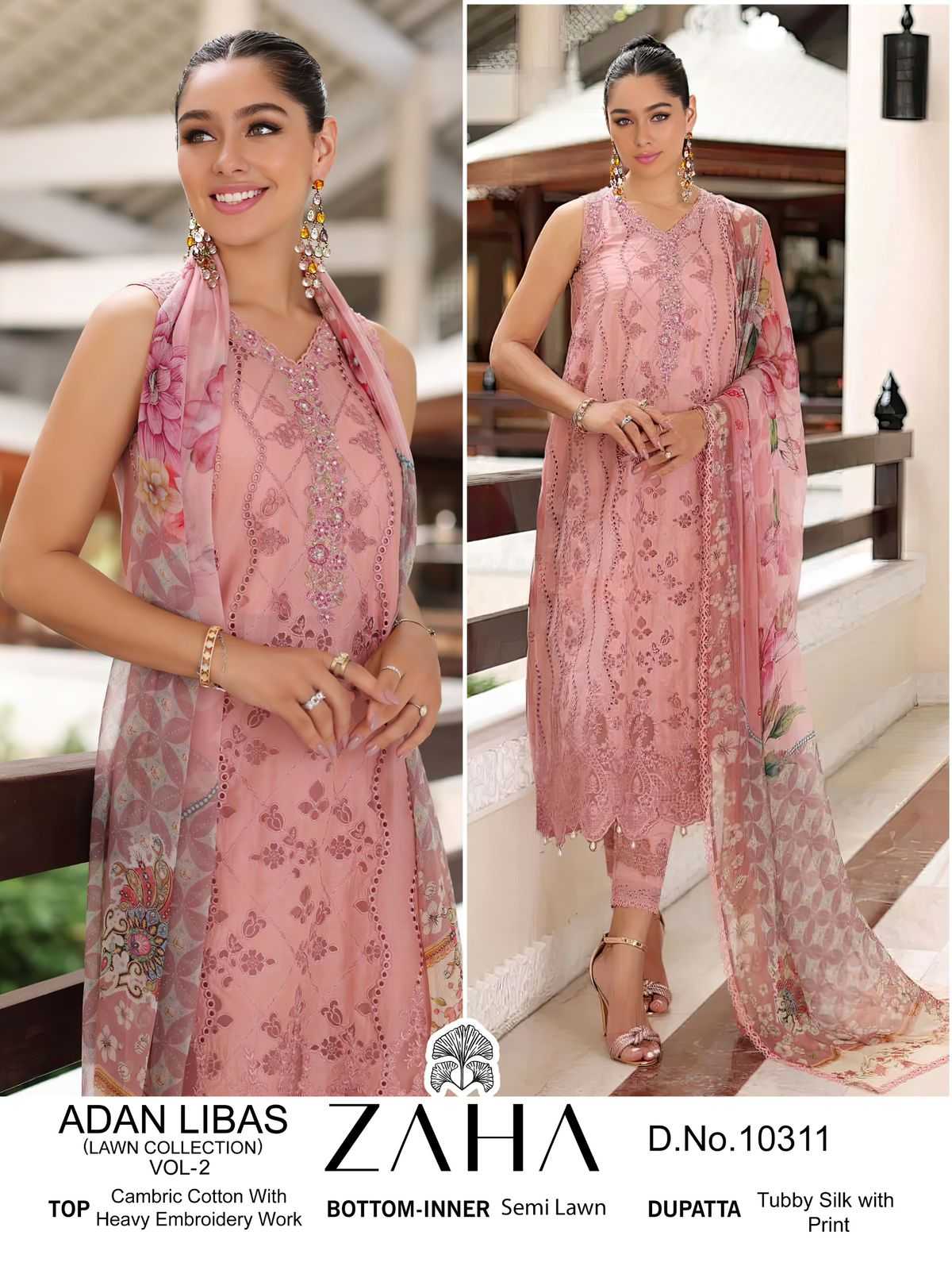 Zaha Adan Libas Vol 2 Cotton Embroidered Salwar Kameez Wholesale catalog