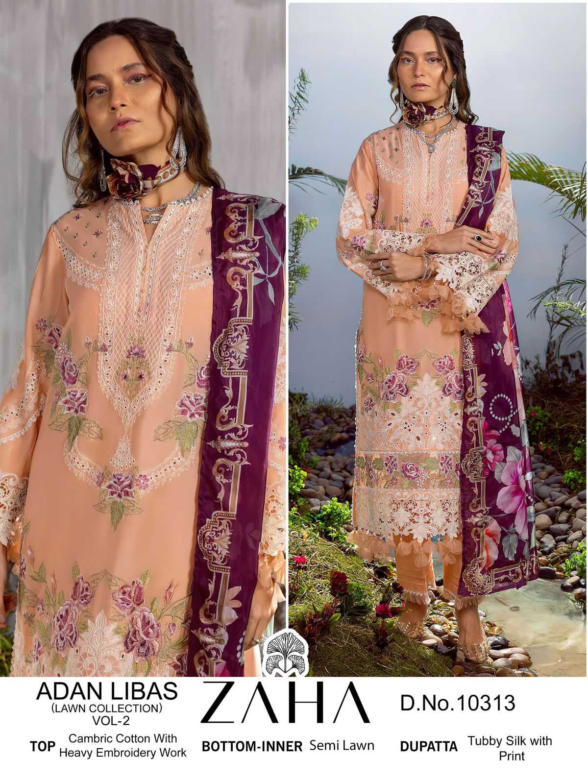 Zaha Adan Libas Vol 2 Cotton Embroidered Salwar Kameez Wholesale catalog