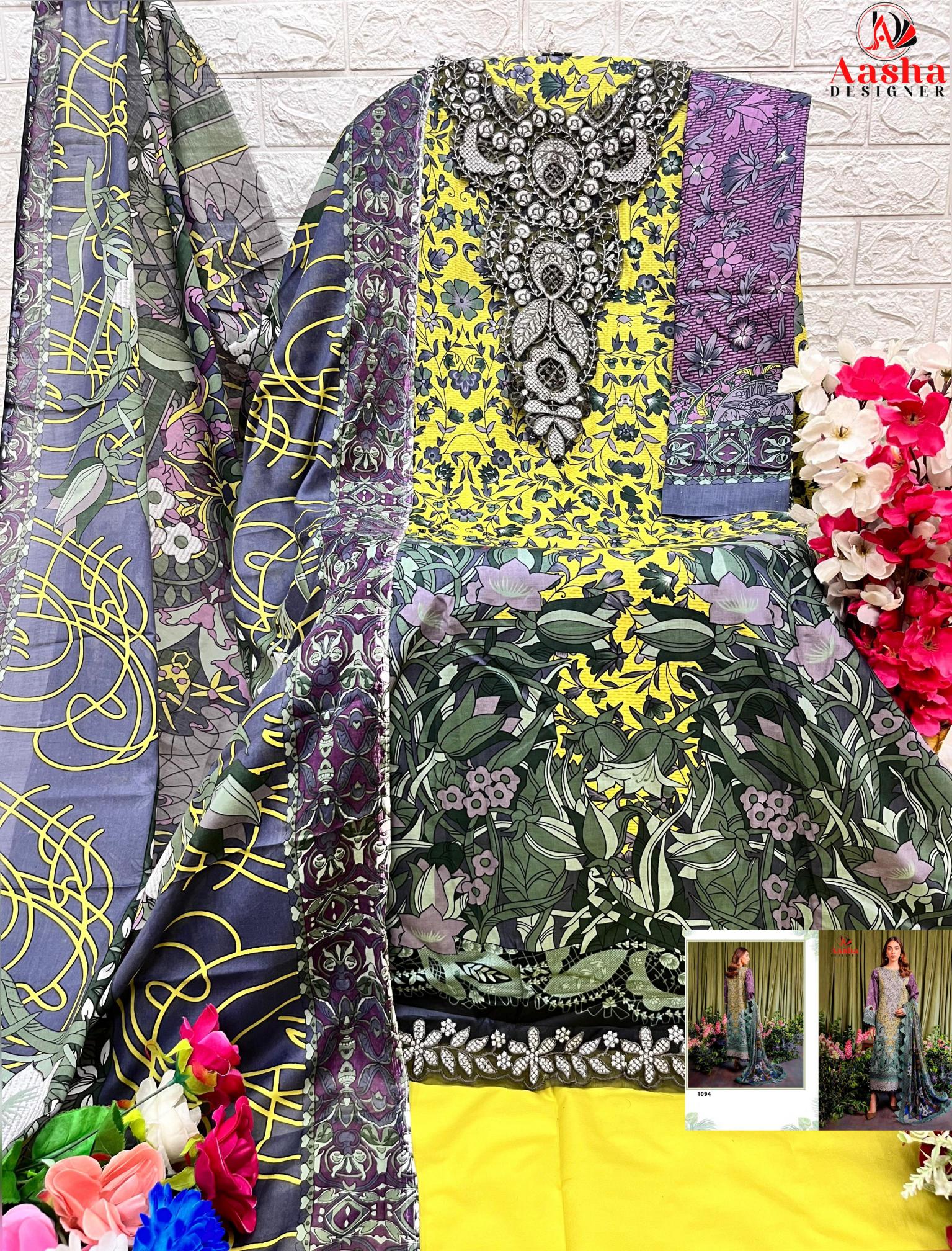 Aasha Jade Bliss Lawn Collection Vol 2 Chiffon Dupatta Pakistani Suits Wholesale catalog