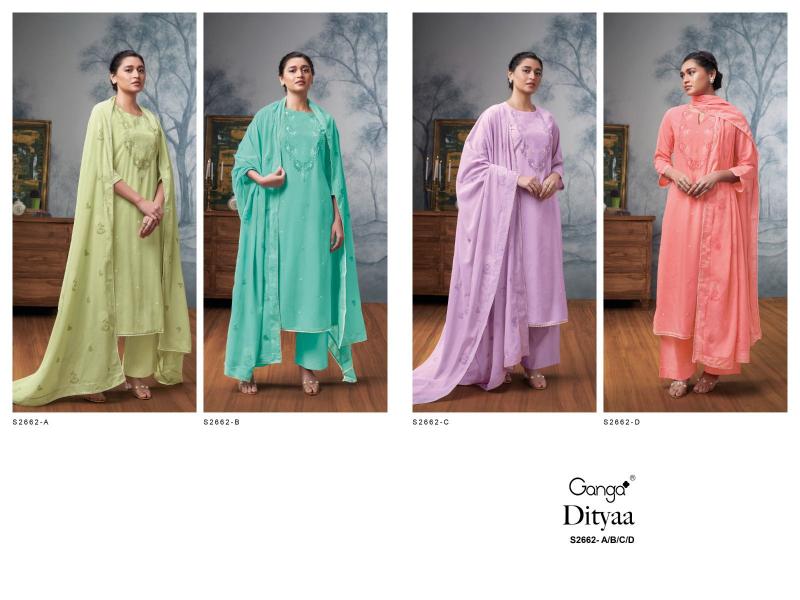 GANGA DITYAA 2662 Dress Materials Wholesale catalog