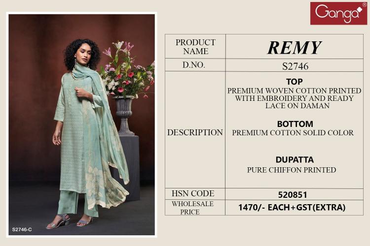 GANGA REMY 2746 Dress Materials Wholesale catalog