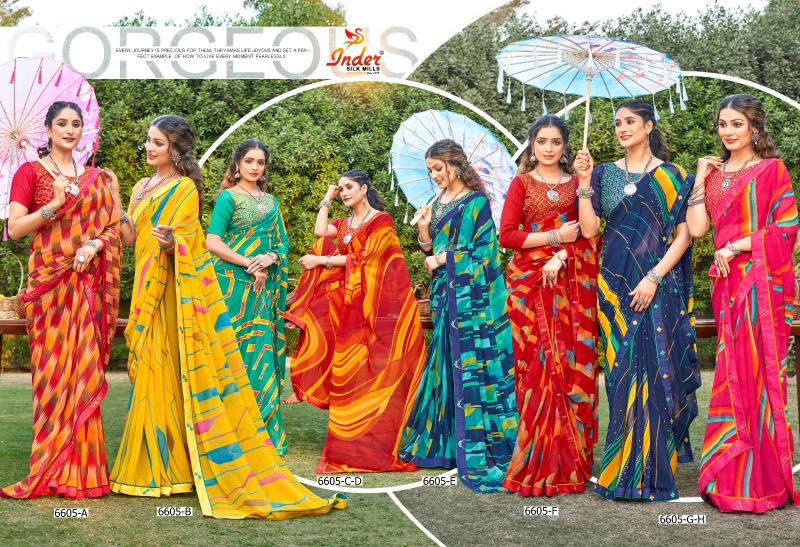 INDER SILK MILLS CHOTTI BAHU 6605 Saree Wholesale catalog