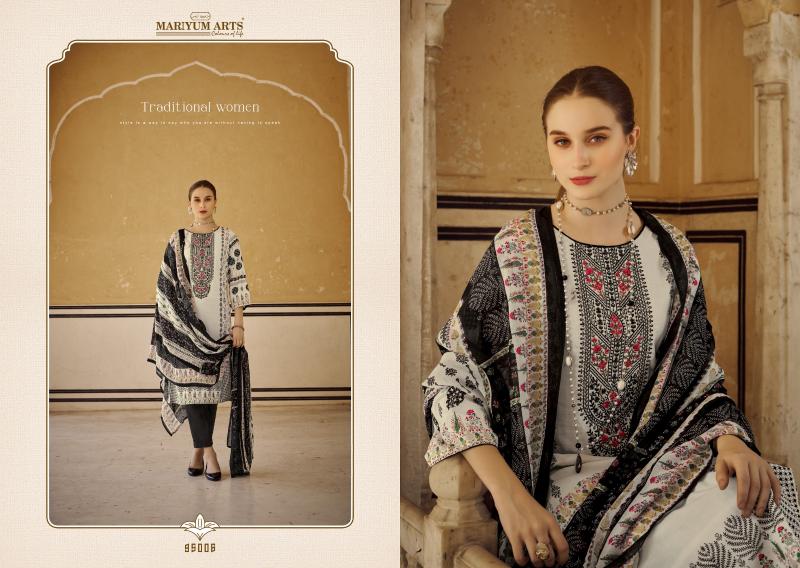 Mariyum Black And White Cotton Dress Material Wholesale catalog