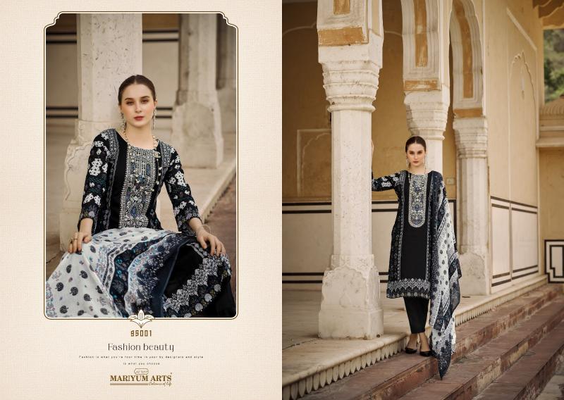 Mariyum Black And White Cotton Dress Material Wholesale catalog