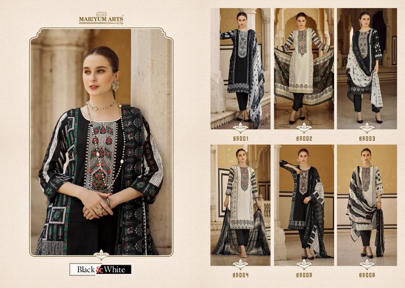 Mariyum Black And White Cotton Dress Material Wholesale catalog