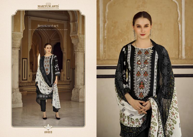 Mariyum Black And White Cotton Dress Material Wholesale catalog