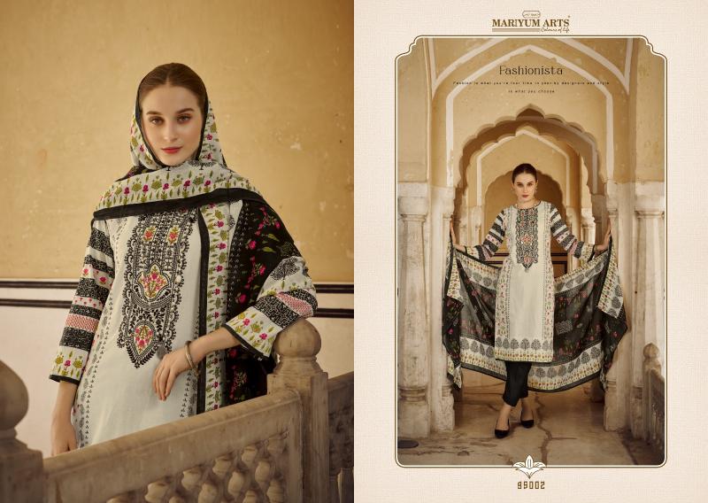 Mariyum Black And White Cotton Dress Material Wholesale catalog