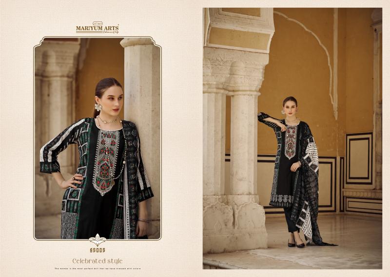 Mariyum Black And White Cotton Dress Material Wholesale catalog