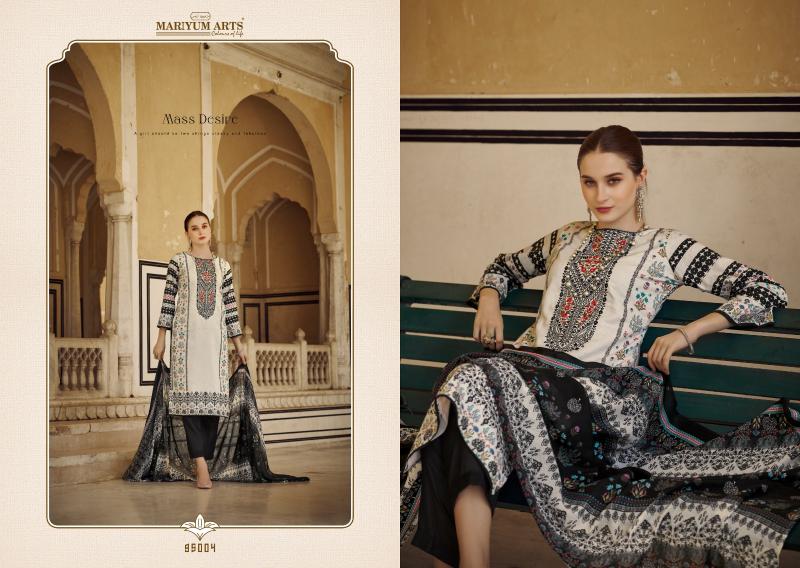 Mariyum Black And White Cotton Dress Material Wholesale catalog
