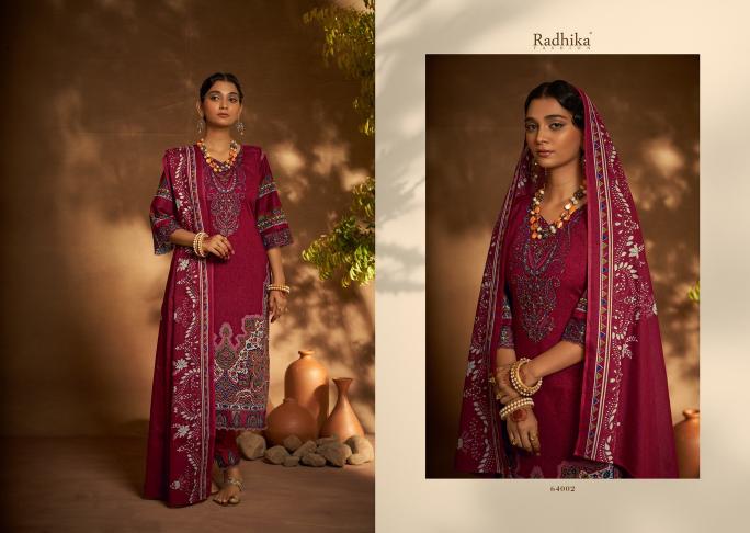 Radhika Azara Mehndi Cotton Digital Printed Dress Material Wholesale catalog