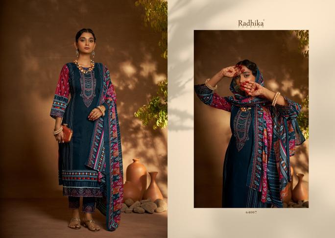 Radhika Azara Mehndi Cotton Digital Printed Dress Material Wholesale catalog
