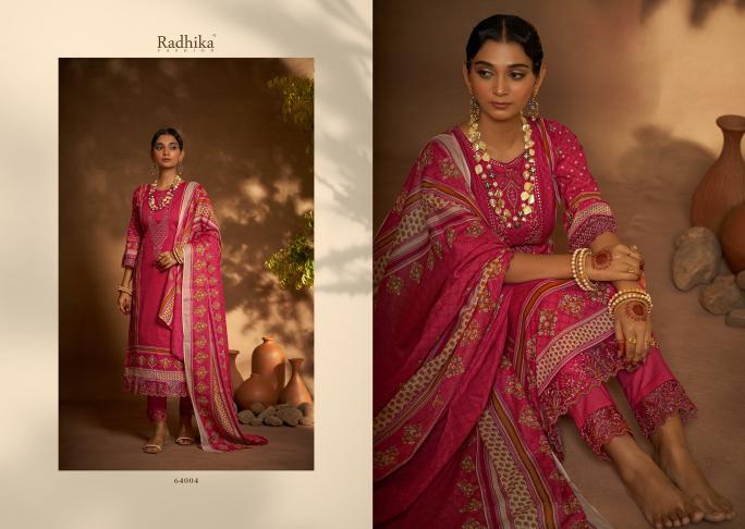 Radhika Azara Mehndi Cotton Digital Printed Dress Material Wholesale catalog