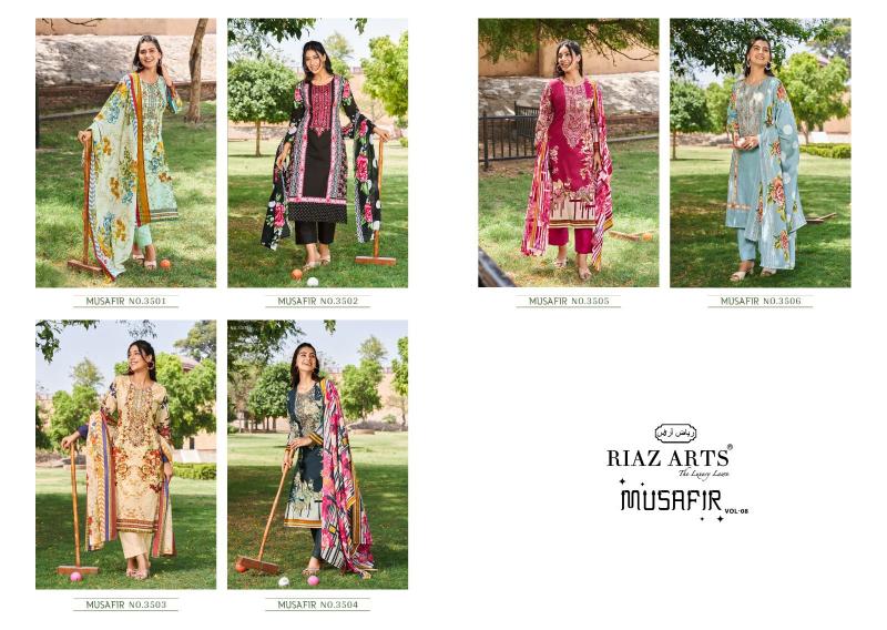 Riaz Arts Musafir Vol 8 Lawn Digital Printed Dress Material Wholesale catalog