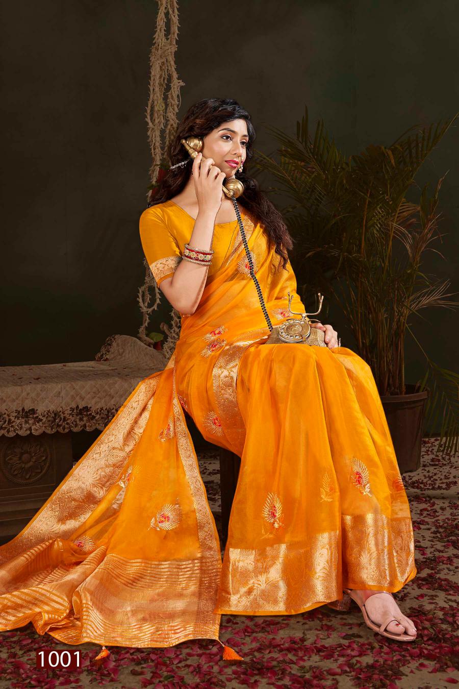 Saroj Lailla Vol.2 Soft organza with emboridery with swarovski work Wholesale catalog    