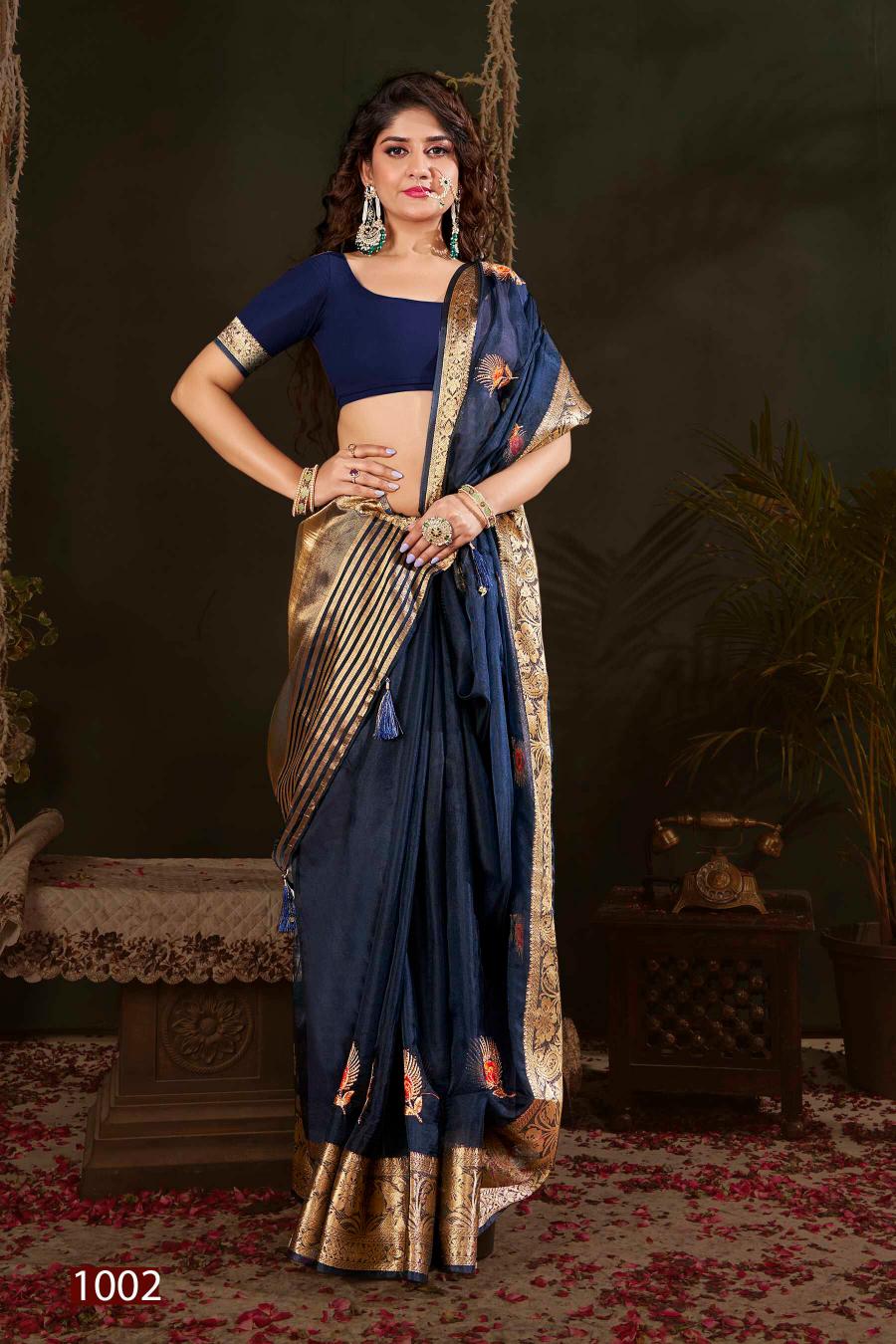 Saroj Lailla Vol.2 Soft organza with emboridery with swarovski work Wholesale catalog    