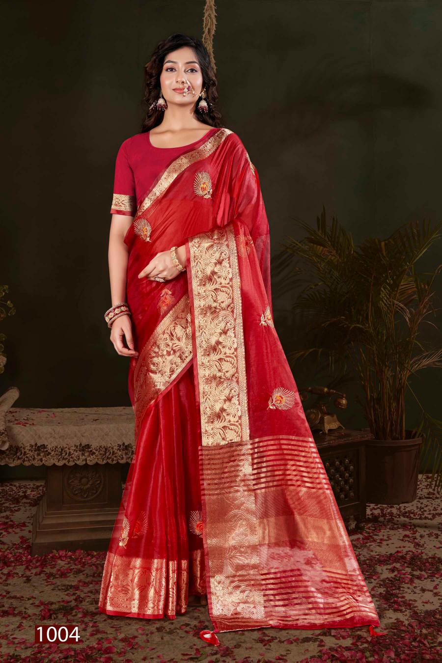 Saroj Lailla Vol.2 Soft organza with emboridery with swarovski work Wholesale catalog    