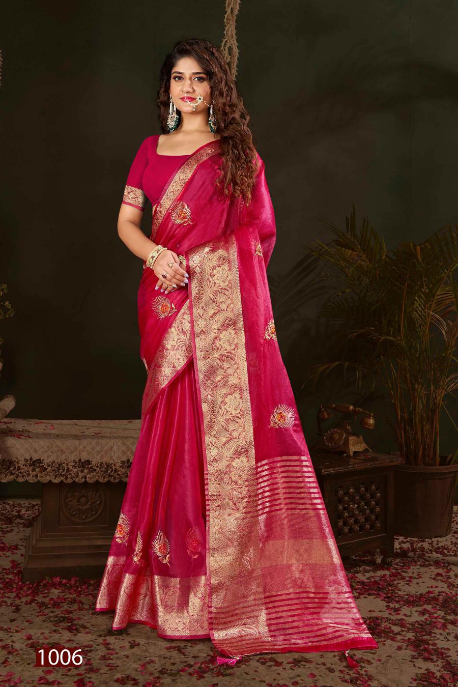 Saroj Lailla Vol.2 Soft organza with emboridery with swarovski work Wholesale catalog    