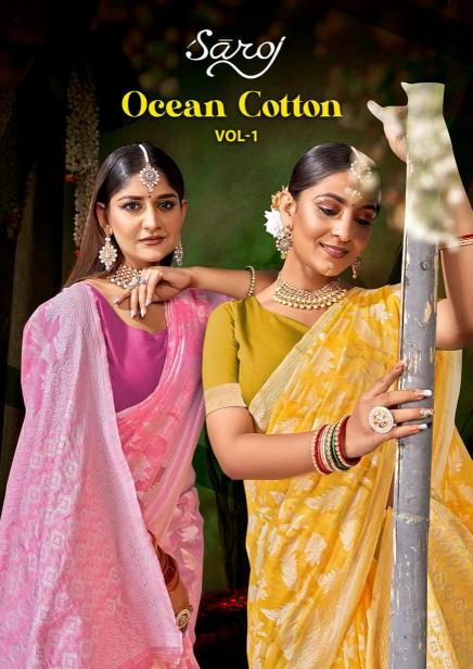 Saroj Ocean Cotton  Vol.1 Soft cotton rich pallu saree Saree Wholesale catalog    