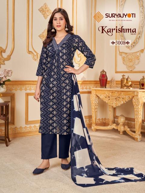 Suryajyoti Karishma Vol-3 – Kurti Pant With Dupatta - Wholesale Catalog