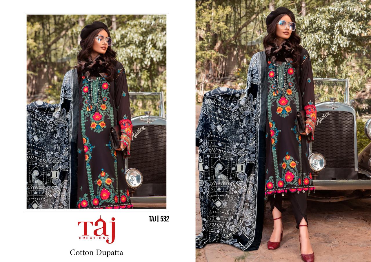 Taj 532 Cotton Dupatta Pakistani Suits Wholesale catalog 