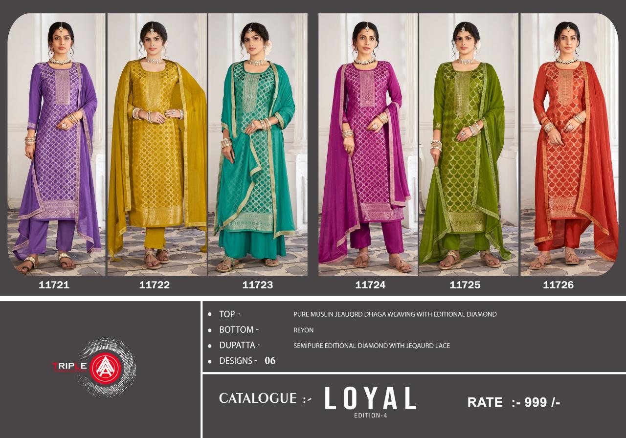 Triple Aaa Loyal Edition 4 Designer Salwar Suits Wholesale catalog