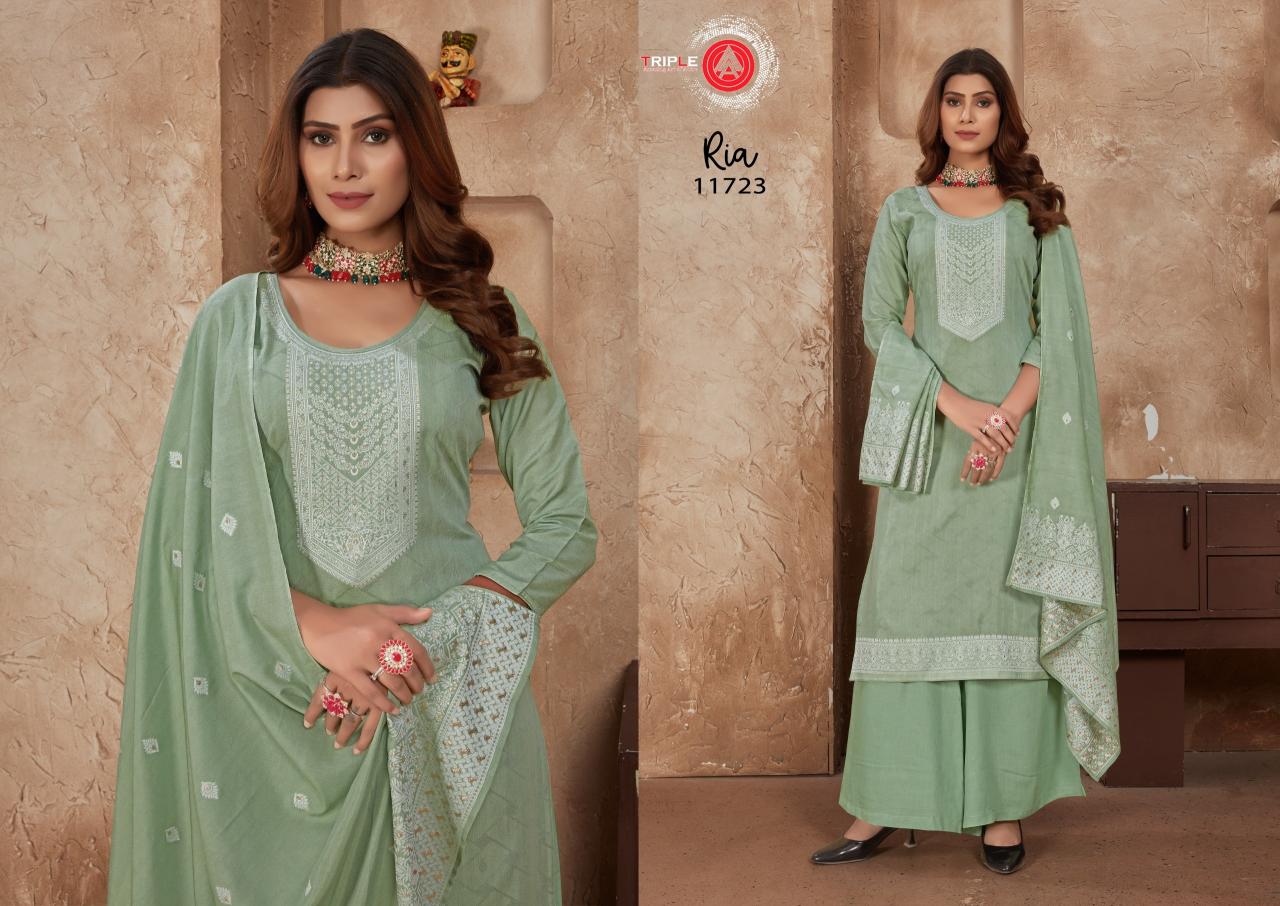 Triple Aaa Ria Muslin Designer Salwar Suits Wholesale catalog