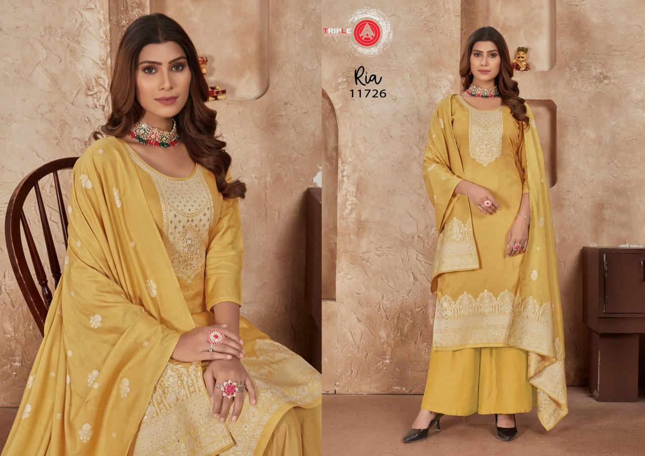Triple Aaa Ria Muslin Designer Salwar Suits Wholesale catalog