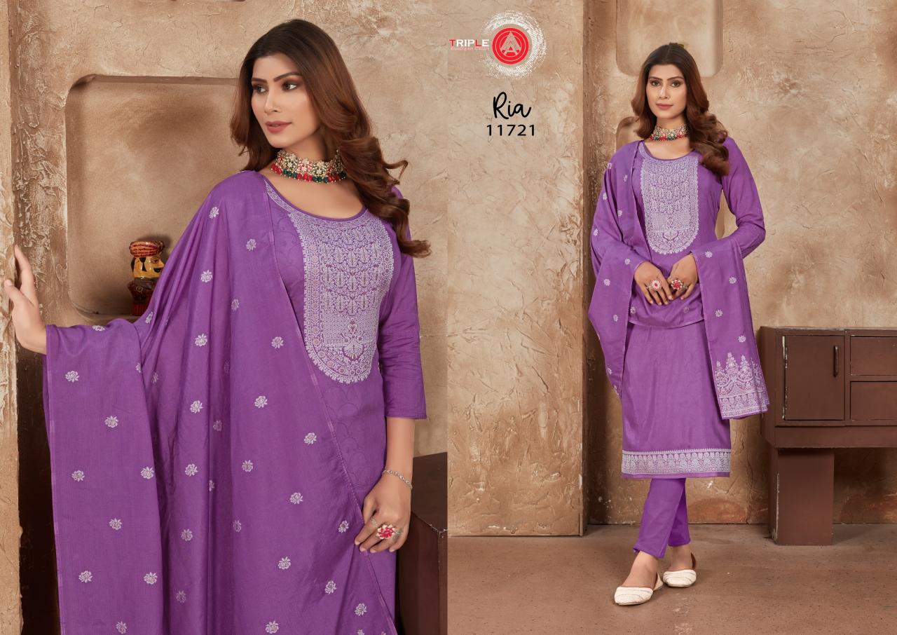 Triple Aaa Ria Muslin Designer Salwar Suits Wholesale catalog